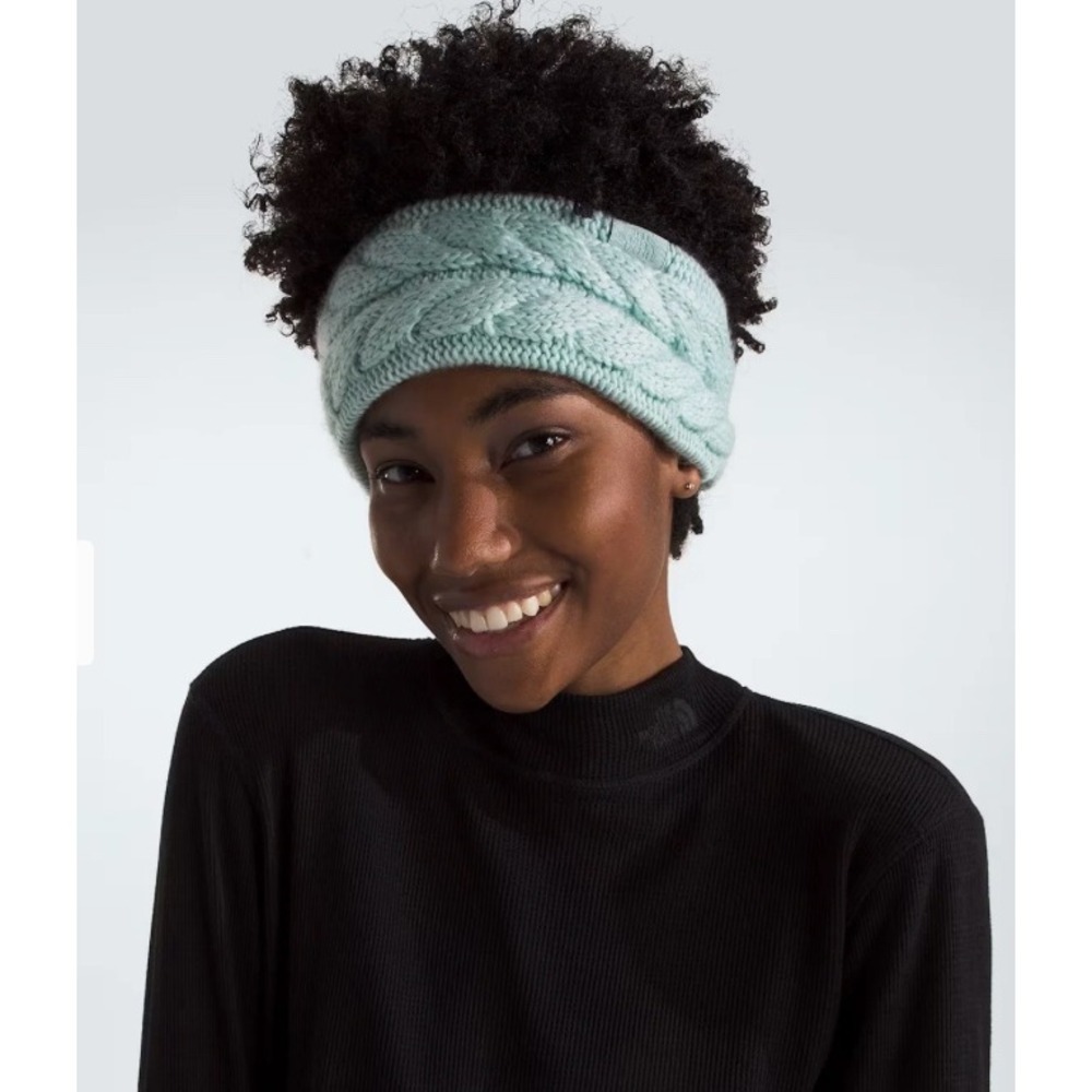 The North Face Womens Oh Mega Headband Muted Pine Cable Knit Fleece Lined Green